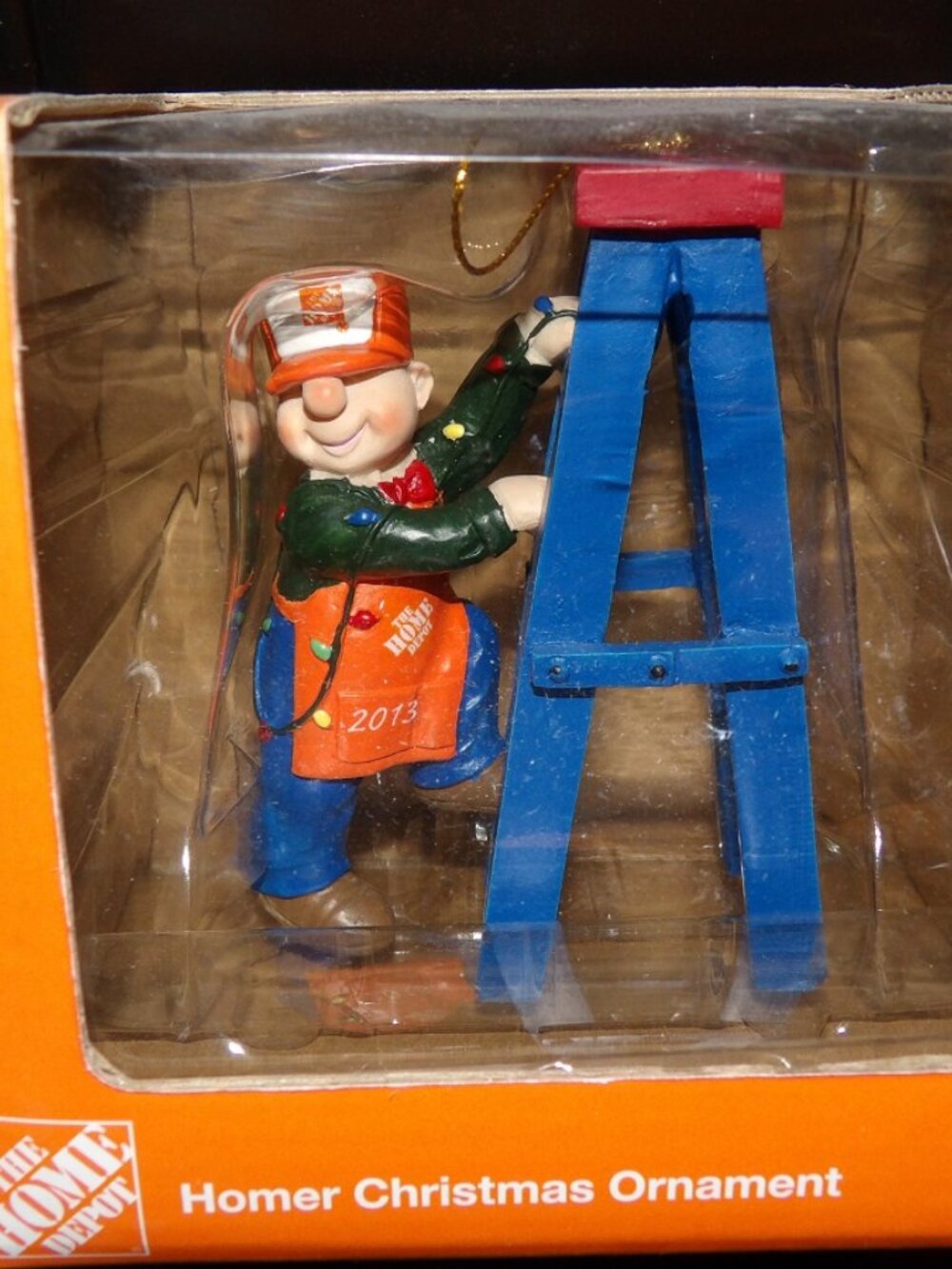 Homer HOME DEPOT 2012 Christmas Ornament NIB Man with Step Ladder